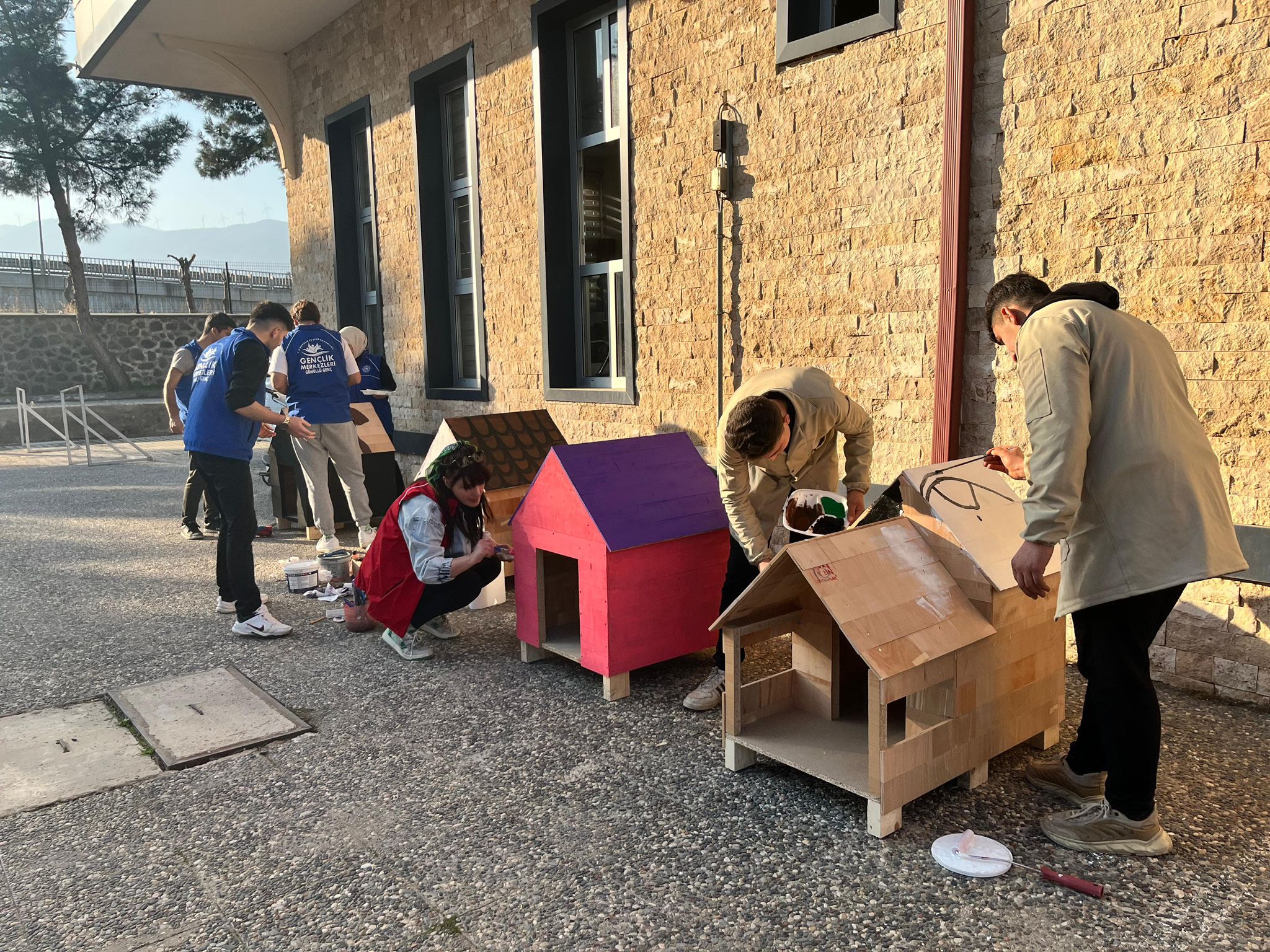 Gaziantep'te meslek lisesi öğrencileri sokak hayvanları için kulübe yaptı