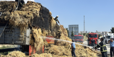 Gaziantep'te saman yüklü tırda çıkan yangın söndürüldü